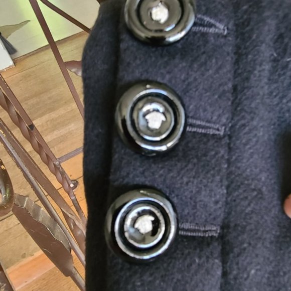 VERSACE Black Wool Coat - Picture 5 of 6